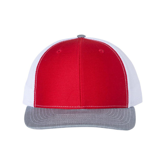 Richardson - Snapback Trucker Cap - 112 - Red/ White/ Heather Grey