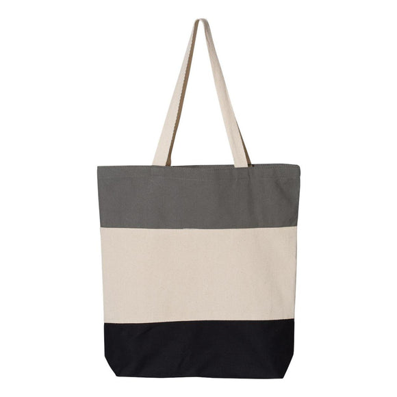 Q-Tees - 11L Tri-Color Tote - Q125900 - Black/ Natural/ Light Grey