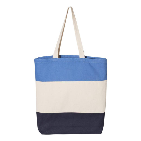 Q-Tees - 11L Tri-Color Tote - Q125900 - Navy/ Natural/ Carolina Blue