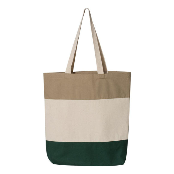 Q-Tees - 11L Tri-Color Tote - Q125900 - Forest/ Natural/ Khaki