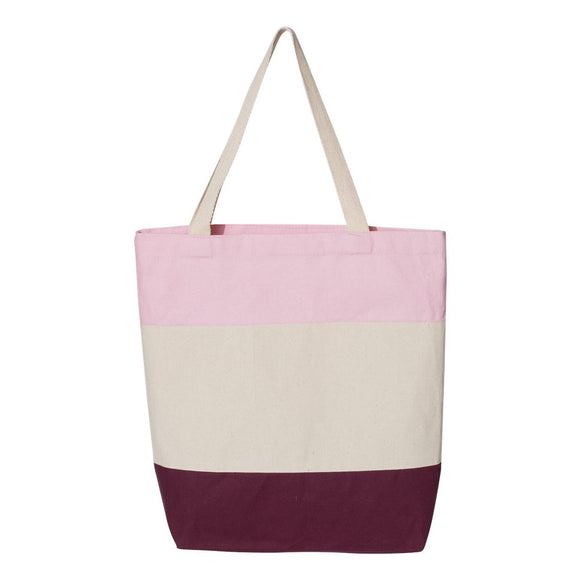 Q-Tees - 11L Tri-Color Tote - Q125900 - Maroon/ Natural/ Light Pink