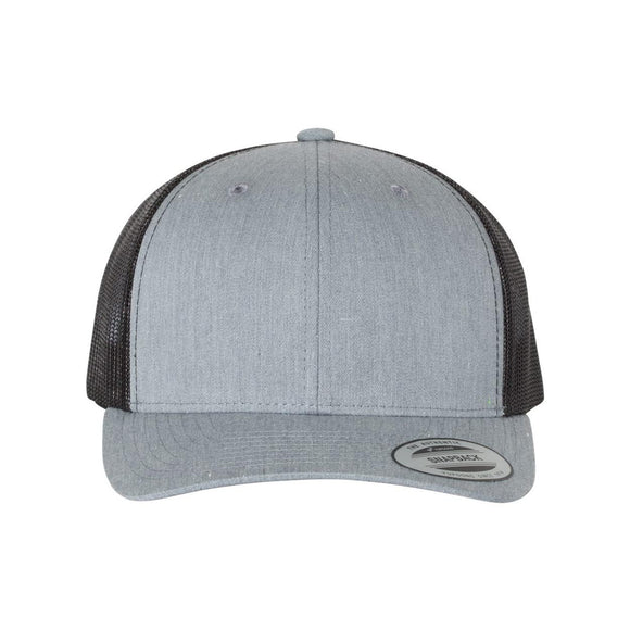 YP Classics - Retro Trucker Cap - 6606 - Heather Grey/ Black