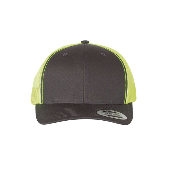 YP Classics - Retro Trucker Cap - 6606 - Charcoal/ Neon Green