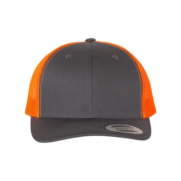 YP Classics - Retro Trucker Cap - 6606 - Charcoal/ Neon Orange