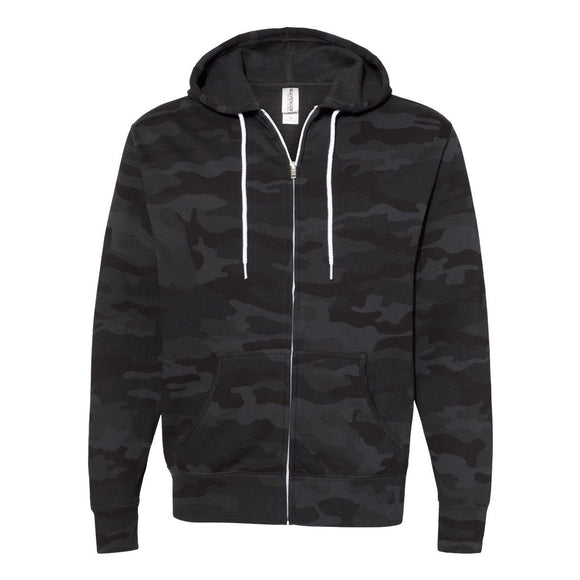 Independent Trading Co. - Lightweight Full-Zip Hooded Sweatshirt - AFX90UNZ - Black Camo