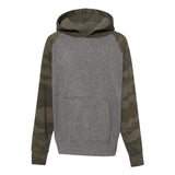 Independent Trading Co. - Youth Lightweight Special Blend Raglan Hooded Sweatshirt - PRM15YSB - Nickel Heather/ Forest Camo