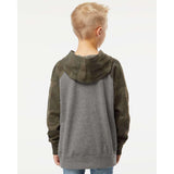 Independent Trading Co. - Youth Lightweight Special Blend Raglan Hooded Sweatshirt - PRM15YSB - Nickel Heather/ Forest Camo