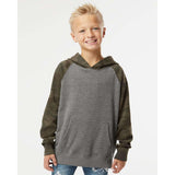 Independent Trading Co. - Youth Lightweight Special Blend Raglan Hooded Sweatshirt - PRM15YSB - Nickel Heather/ Forest Camo