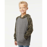 Independent Trading Co. - Youth Lightweight Special Blend Raglan Hooded Sweatshirt - PRM15YSB - Nickel Heather/ Forest Camo