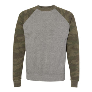 Independent Trading Co. - Special Blend Crewneck Raglan Sweatshirt - PRM30SBC - Nickel Heather/ Forest Camo