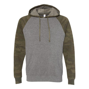 Independent Trading Co. - Special Blend Raglan Hooded Sweatshirt - PRM33SBP - Nickel Heather/ Forest Camo