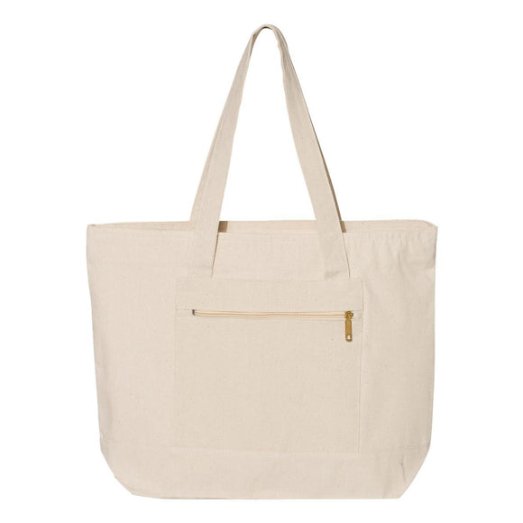 Q-Tees - 19L Zippered Tote - Q1300 - Natural/ Natural