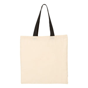 Q-Tees - Economical Tote with Contrast-Color Handles - QTB6000 - Natural/ Black