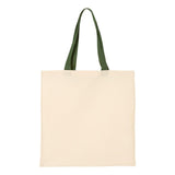 Q-Tees - Economical Tote with Contrast-Color Handles - QTB6000 - Natural/ Forest