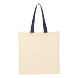 Q-Tees - Economical Tote with Contrast-Color Handles - QTB6000 - Natural/ Navy