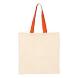 Q-Tees - Economical Tote with Contrast-Color Handles - QTB6000 - Natural/ Orange