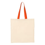 Q-Tees - Economical Tote with Contrast-Color Handles - QTB6000 - Natural/ Orange