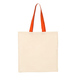 Q-Tees - Economical Tote with Contrast-Color Handles - QTB6000 - Natural/ Orange