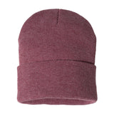 Sportsman - 12" Solid Cuffed Beanie - SP12 - Heather Cardinal