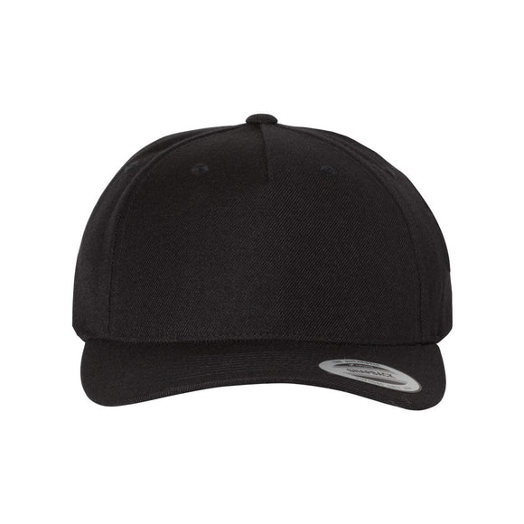 YP Classics - Premium Five-Panel Curved Visor Snapback Cap - 5789M - Black