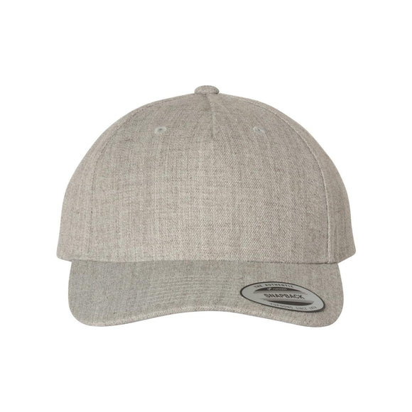 YP Classics - Premium Five-Panel Curved Visor Snapback Cap - 5789M - Heather Grey