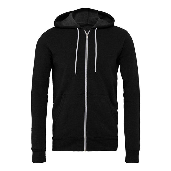 BELLA + CANVAS - Unisex Sponge Fleece Full-Zip Hoodie Sweatshirt - 3739 - Black Heather