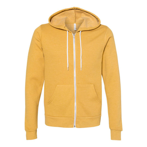 BELLA + CANVAS - Unisex Sponge Fleece Full-Zip Hoodie Sweatshirt - 3739 - Heather Mustard