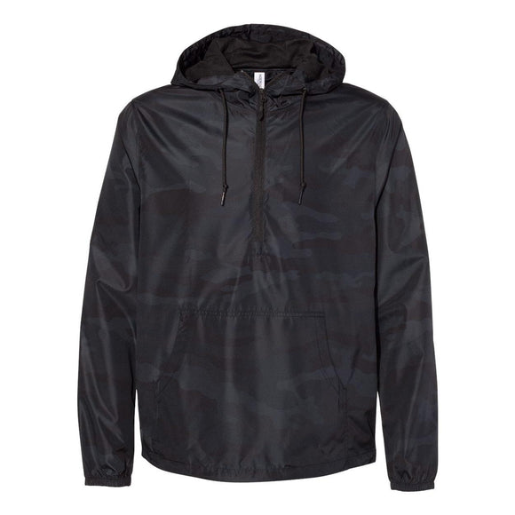 Independent Trading Co. - Lightweight Quarter-Zip Windbreaker Pullover Jacket - EXP54LWP - Black Camo