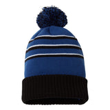 Richardson - Pom Cuffed Beanie - 134 - Royal/ Black/ White