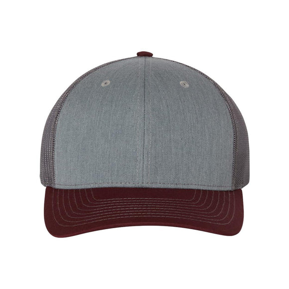 Richardson - Snapback Trucker Cap - 112 - Heather Grey/ Charcoal/ Maroon