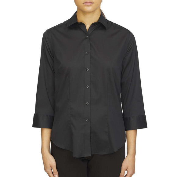 Van Heusen - Women's Three-Quarter Sleeve Twill Shirt - 18CV304 - Black