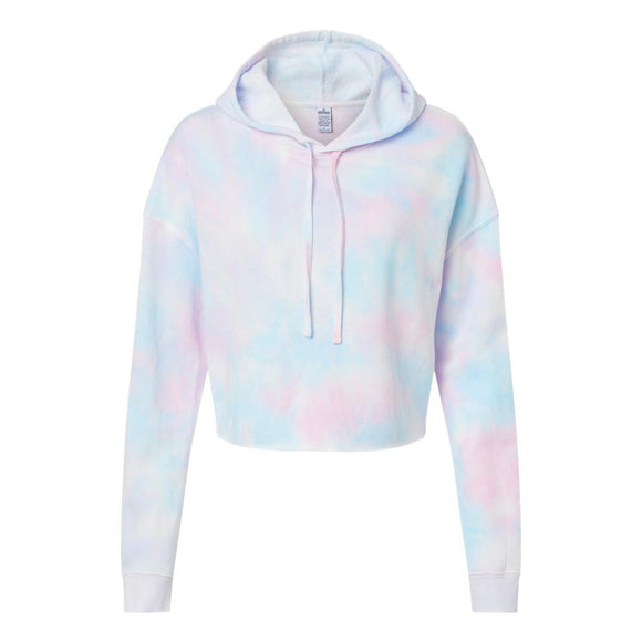 Independent Trading Co. - Women’s Lightweight Crop Hooded Sweatshirt - AFX64CRP - Tie Dye Cotton Candy