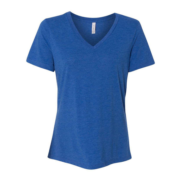 6415 BELLA + CANVAS Women's Relaxed Triblend Short Sleeve V-Neck Tee True Royal Triblend