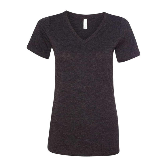 6415 BELLA + CANVAS Women's Relaxed Triblend Short Sleeve V-Neck Tee Charcoal Black Triblend
