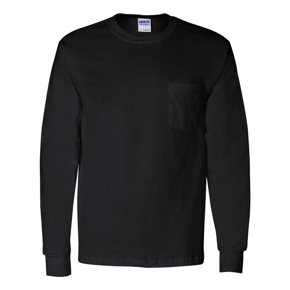 2410 Gildan Ultra Cotton® Long Sleeve Pocket T-Shirt Black