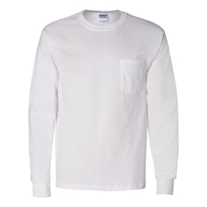 2410 Gildan Ultra Cotton® Long Sleeve Pocket T-Shirt White