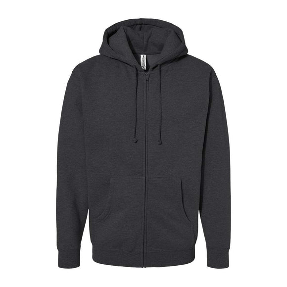IND4000Z Independent Trading Co. Heavyweight Full-Zip Hooded Sweatshirt Charcoal Heather