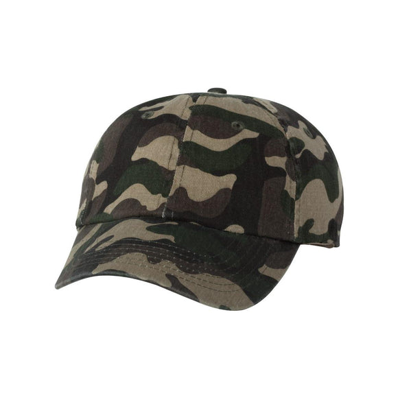 VC300A Valucap Adult Bio-Washed Classic Dad Hat Green Camo