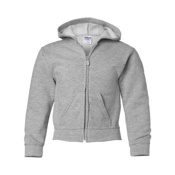 18600B Gildan Heavy Blend™ Youth Full-Zip Hooded Sweatshirt Sport Grey