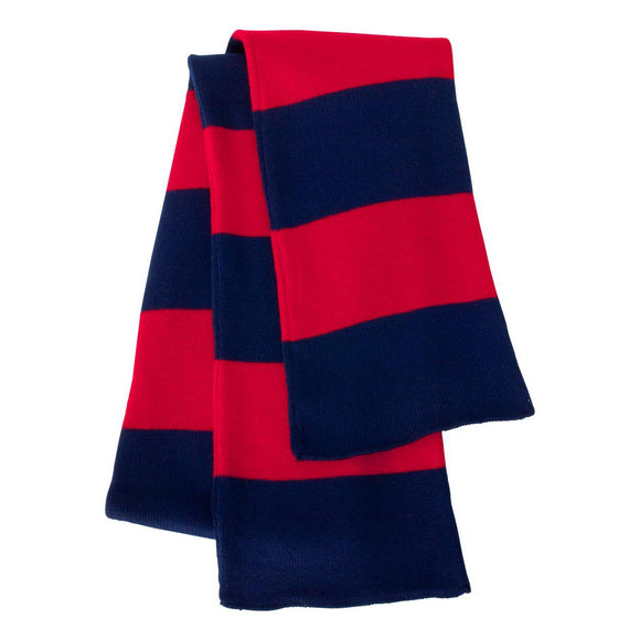 SP02 Sportsman Rugby-Striped Knit Scarf Navy/ Red