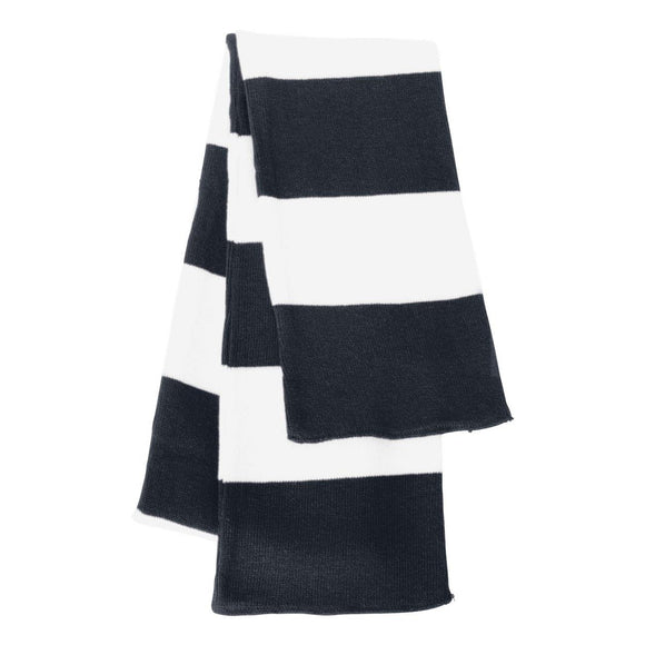 SP02 Sportsman Rugby-Striped Knit Scarf Navy/ White