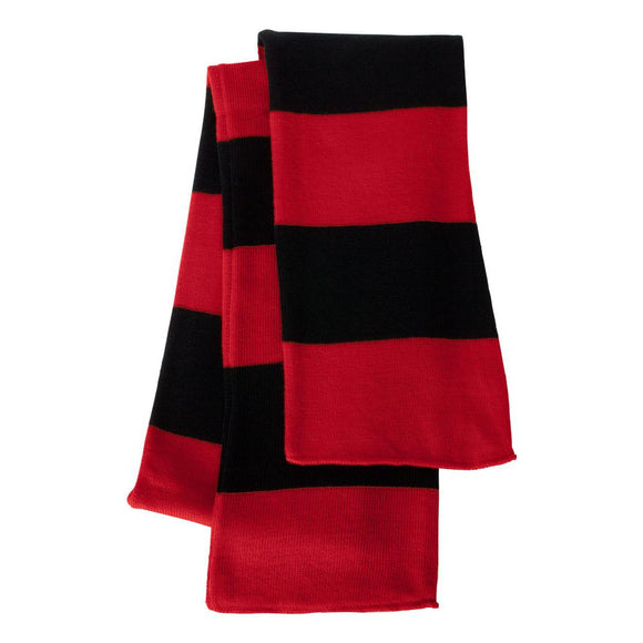 SP02 Sportsman Rugby-Striped Knit Scarf Red/ Black