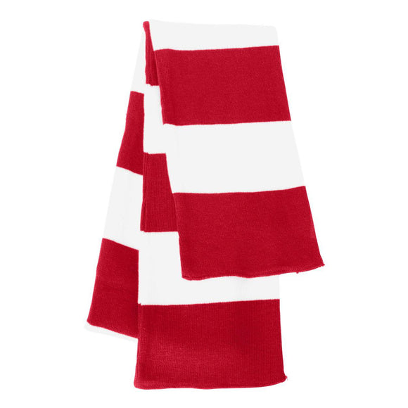 SP02 Sportsman Rugby-Striped Knit Scarf Red/ White