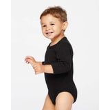 4411 Rabbit Skins Infant Long Sleeve Baby Rib Bodysuit Black