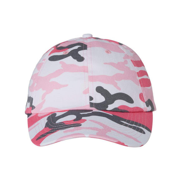VC300A Valucap Adult Bio-Washed Classic Dad Hat Pink Camo