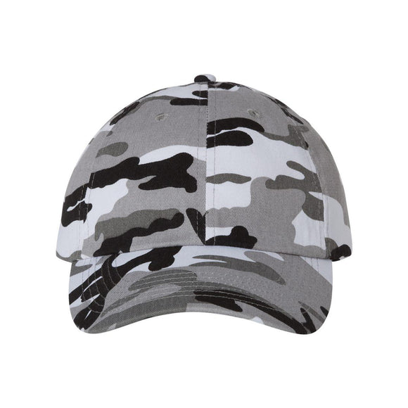 VC300A Valucap Adult Bio-Washed Classic Dad Hat Grey Camo