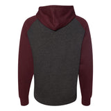 IND40RP Independent Trading Co. Raglan Hooded Sweatshirt Charcoal Heather/ Burgundy Heather