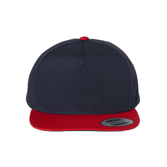 6007 YP Classics Five-Panel Cotton Twill Snapback Cap Navy/ Red