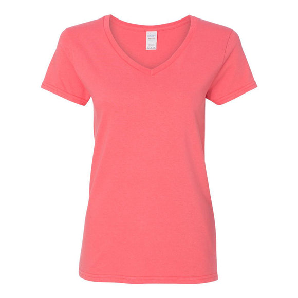 5V00L Gildan Heavy Cotton™ Women’s V-Neck T-Shirt Coral Silk