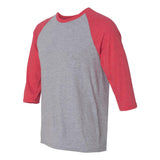 6755 Anvil Triblend Raglan Three-Quarter Sleeve T-Shirt Heather Grey/ Heather Red